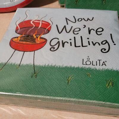 Lot 24: Assorted NEW HALLMARK Grilling Theme Plates and Napkins 