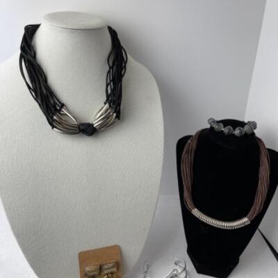 K940 Black and Brown Cording Necklace Lot 