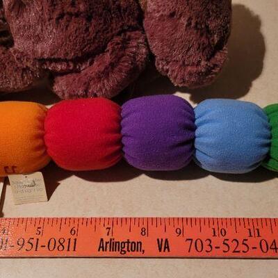 Lot 33: GUND Baby Squeeze and Light Color Worm + New YORRICK Plush Bear 