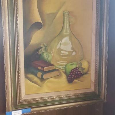 LOT 447 Painting of Fruits and a Book
