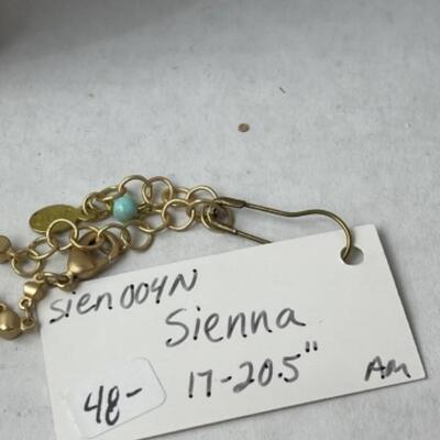 K949 Artisan Aqua blue Glass Beaded Necklace and Alex & Ani Bracelet 