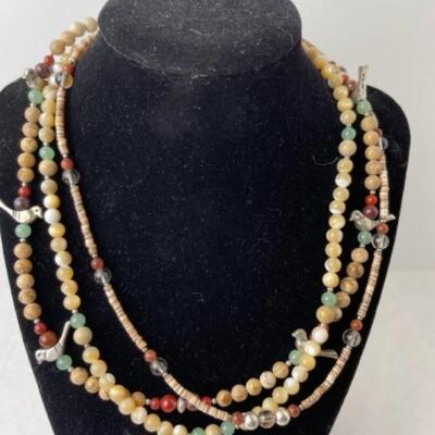 K957 Sterling Artisan Beaded Necklace, Tabu and Turquoise Earrings Set