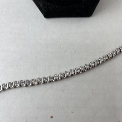 K959 Sterling CZ Amethyst Necklace and CZ Tennis Bracelet 