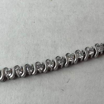 K959 Sterling CZ Amethyst Necklace and CZ Tennis Bracelet 