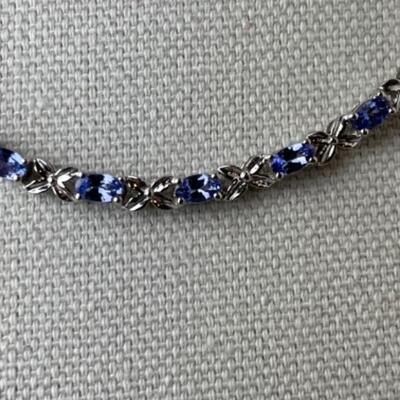 K959 Sterling CZ Amethyst Necklace and CZ Tennis Bracelet 