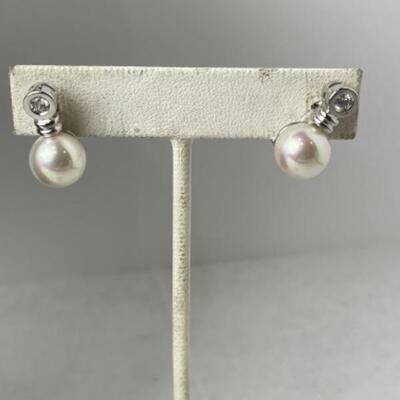 K962 Freshwater Pearl & Majorica Earrings, Pin Bracelet