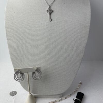 K965 Sterling Silver Diamonique CZ Jewelry Lot 