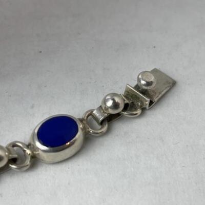 K967 Sterling Silver Blue Lapis Bracelet and Earring Set