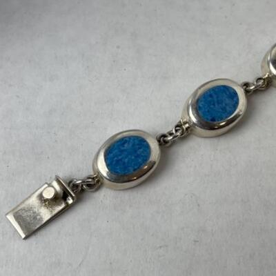 K968 Sterling Blue Denim Lapis Bracelet, pendant , Pin set 