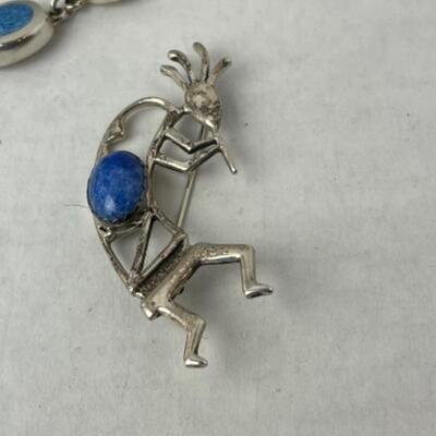 K968 Sterling Blue Denim Lapis Bracelet, pendant , Pin set 