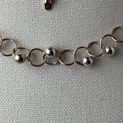 K969 Sterling Gold Filled Ball Necklace and CZ Bracelet 