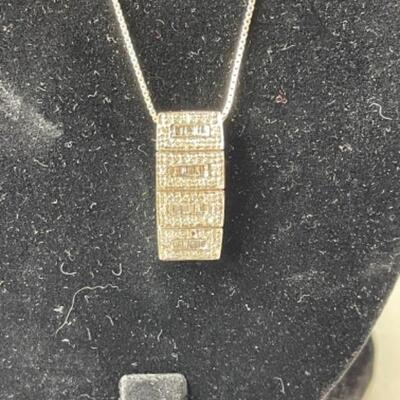 K970 14k White Gold CZ Pendant & Sterling CZ earrings and bracelet set