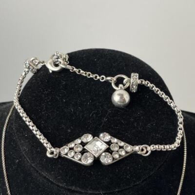 K970 14k White Gold CZ Pendant & Sterling CZ earrings and bracelet set