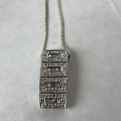 K970 14k White Gold CZ Pendant & Sterling CZ earrings and bracelet set