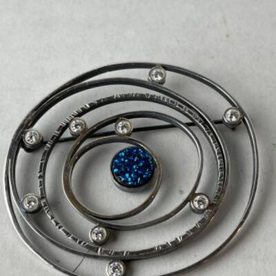 K971 Sterling Metallic Druzy CZ Pin 