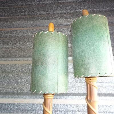 Mid Century Modern Bamboo Double Lamp - need rewired and some TLC 