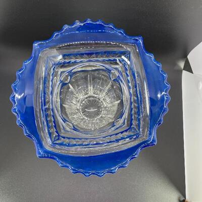 Very pretty Crystal Glass Vase cobalt blue with clear