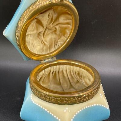 Rare CFM in the Cara beaded dresser trinket box opal glass