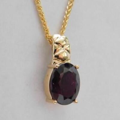 14 KT Garnet Pendant on 14KT Gold 18