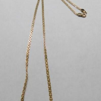14 KT Gold Bismark Style "V" Necklace with Rose Gold Flower on Chain 3.3 grams