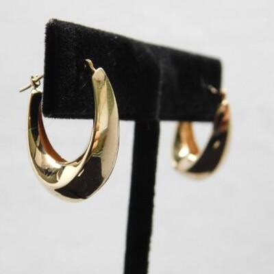14 KT Gold Elongated Hoop Earrings 1.6 grams