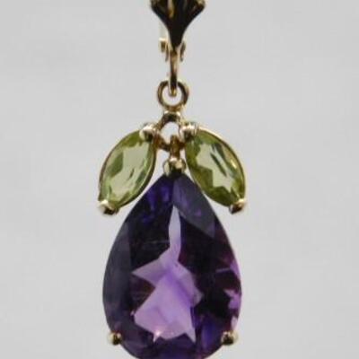 14 KT Gold Amethyst and Peridot Earrings