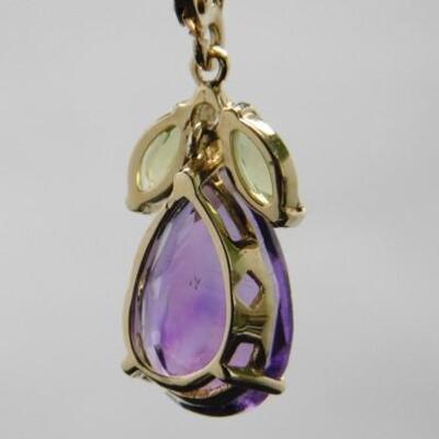 14 KT Gold Amethyst and Peridot Earrings