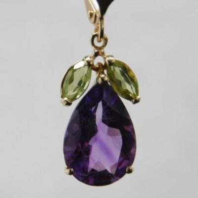14 KT Gold Amethyst and Peridot Earrings