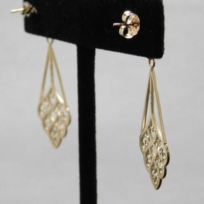 14 KT Gold Filigree Dangle Earrings 2.8 grams