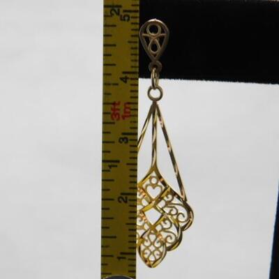 14 KT Gold Filigree Dangle Earrings 2.8 grams