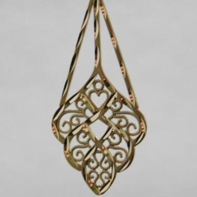 14 KT Gold Filigree Dangle Earrings 2.8 grams