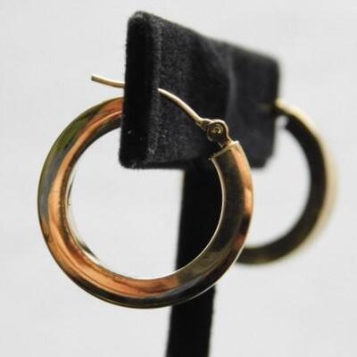 14 KT Gold Square Tube Hoop Earrings 1.5 grams