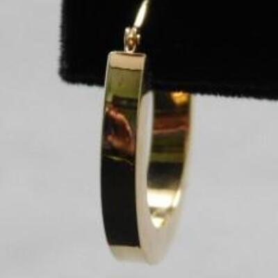14 KT Gold Square Tube Hoop Earrings 1.5 grams