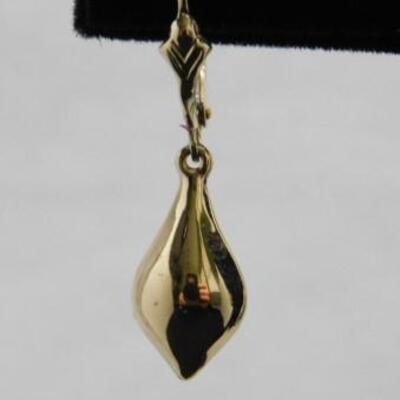 14 KT Gold Tear Drop Lever Back Dangle Earrings 1.4 grams