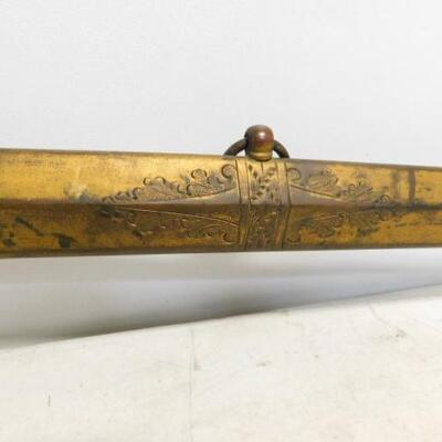 Rare Antique Ames Mfg. Co. 1850-1860 Militia Officer Sword with Pressed Bone Handle and Sheath Scrolled Blade