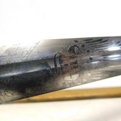 Rare Antique Ames Mfg. Co. 1850-1860 Militia Officer Sword with Pressed Bone Handle and Sheath Scrolled Blade