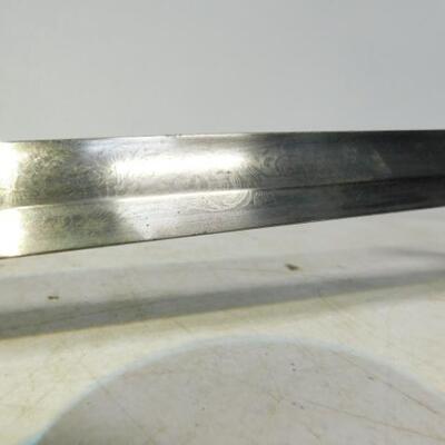 Vintage M. C. Lilley Ceremonial Officer's Sword with Sheath Columbus, Ohio Scrolled Blade