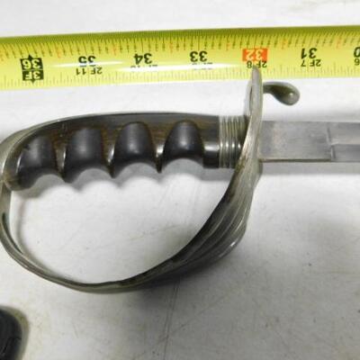 Vintage M. C. Lilley Ceremonial Officer's Sword with Sheath Columbus, Ohio Scrolled Blade