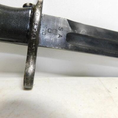 Vintage SA 1920 Bayonet Military Knife 16" with US Marked Scabbard