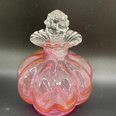 FENTON CRANBERRY PINK GLASS PERFUME WITH STOPPER