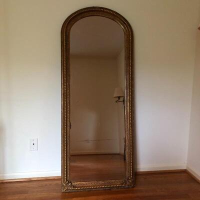 Lot 180 - Tall Gold Antique Mirror 