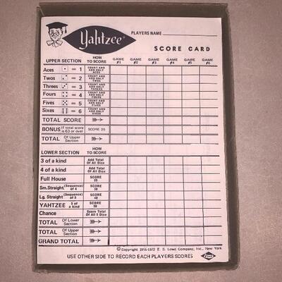 1956 vintage Yahtzee score pads