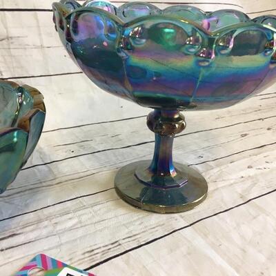 Set of 2 large Vintage Carnival Glass Dishes. Mid century 