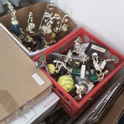 Lot of preowned base ball trophies 
