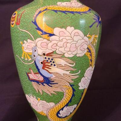 Lot 125: Large Vintage Cloisonne Dragon Vases