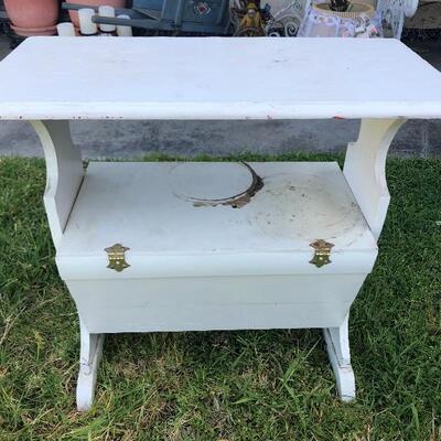 White Wood Side End Magazine Table with Lidded Storage