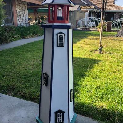 LIGHTHOUSE Wooden Light House  Cupboard Display or Storage Shelves Nautical Yard Decor 