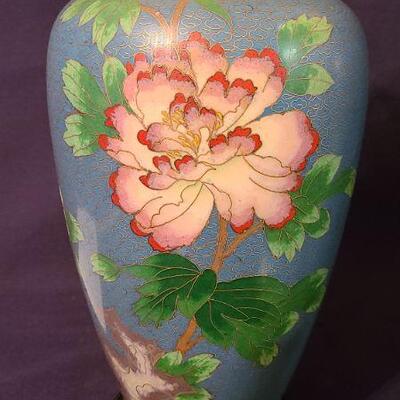 Lot 126: Large Vintage Cloisonne Floral Vases