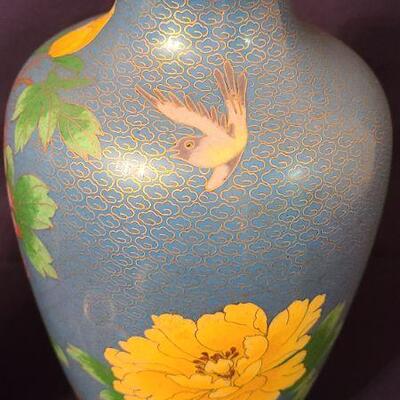 Lot 126: Large Vintage Cloisonne Floral Vases