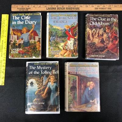 Set of 5 Vintage Nancy Drew Mystery Story Books